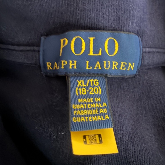 Polo Ralph Lauren Boy’s SZ XL 18-20 Estate QuarterZip Pullover navy blue cotton. - Picture 6 of 6